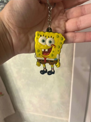 Spongebob SquarePants keychain used, 3D, black and yellow