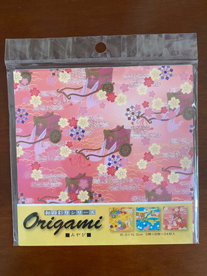 Origami paper new, 24 sheets, 3 Japanese designs, 15x15 cm
