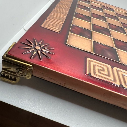 Vintage chessboard with enamel and bronze used
