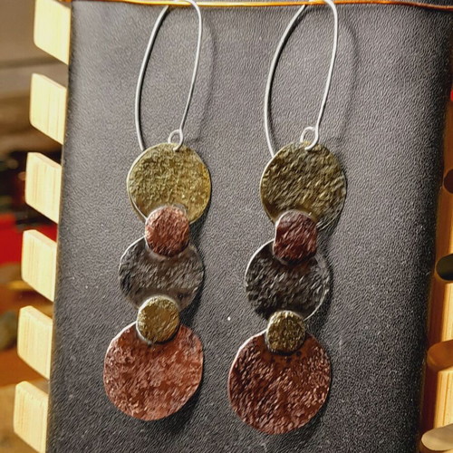 Handmade earrings new, mixed metals, 7.5 cm length