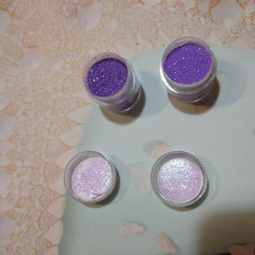 Σετ 2 Glitter σκόνη νυχιών καινούργιο, μωβ