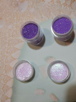 Σετ 2 Glitter σκόνη νυχιών καινούργιο, μωβ
