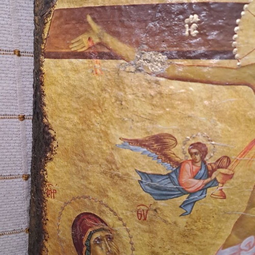 The Crucifixion handmade decoupage image on tile like new