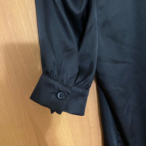 Regalinas satin short-sleeve shirt new, black, size S