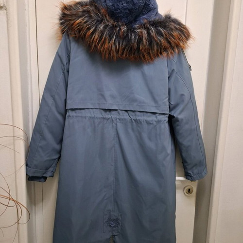 Parka jacket new with removable artificial fur lining blue