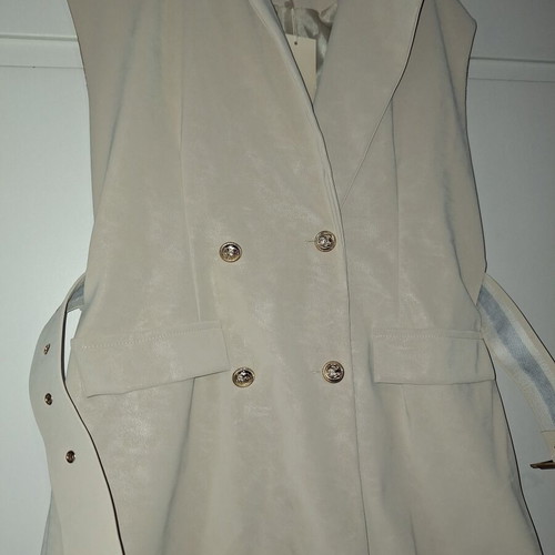 Sleeveless jacket new, soft suede, white and beige