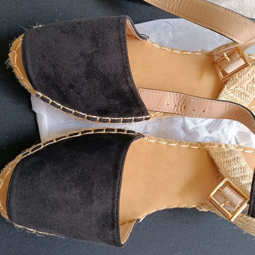 Espadrilles new black suede size 37 with strap