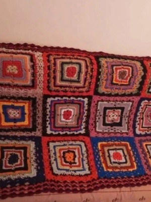 Knitted handmade wool blanket used, 1.90×1.10 m