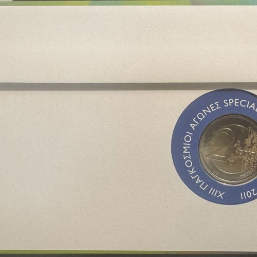 Commemorative ELTA folder 2011 with 2 euro special edition coin Special Olympics new