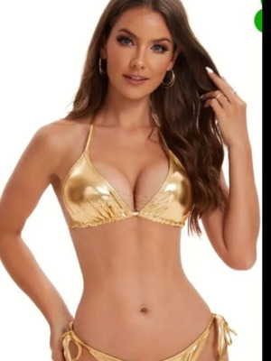 Women's gold bikini new with adjustable straps
