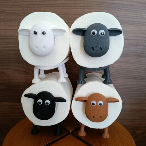 Toilet paper holder sheep light brown 3d printing new