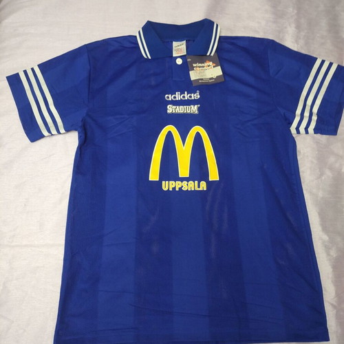 Adidas retro sports shirt, blue and white, size M
