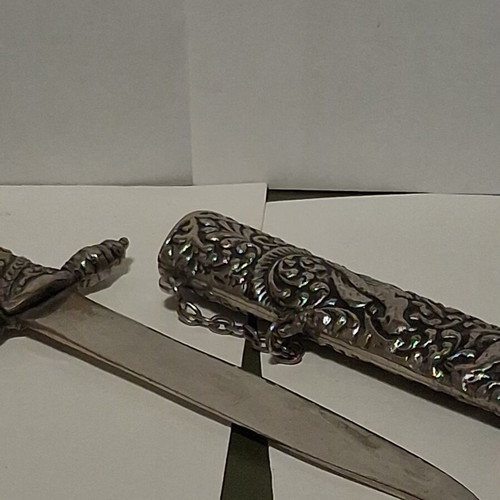 Athens Decorative Greek Knife vintage with embossed metal sheath