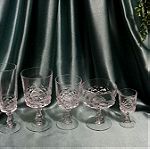  Κολονάτα ποτήρια εξάδες 30 τμ Cristal D'arques/ Durand "DIAMOND" France 1976.