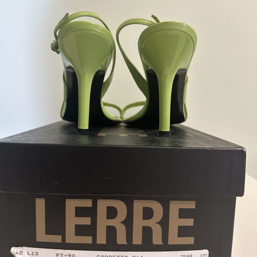 Lerre Lime Green Leather Strappy Heeled Sandals like new