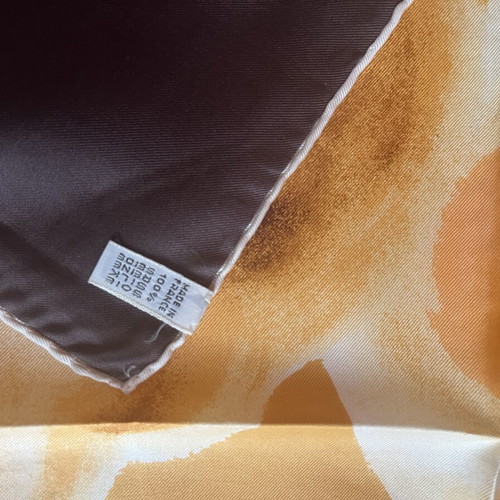 Vintage silk scarf Jean Dessès Paris new, beige and brown