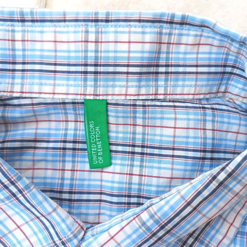 Ανδρικό πουκάμισο Benetton καρό μεταχειρισμένο, μέγεθος L