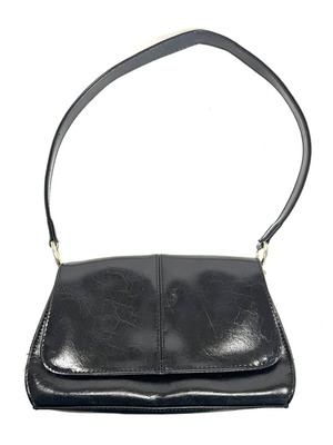 Liz Claiborne δερμάτινη τσάντα ώμου μεταχειρισμένη, μαύρη