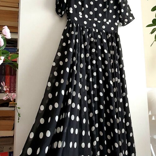 Polka Dot Long Dress new, size S, black