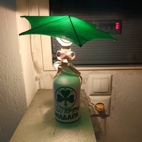 Panathinaikos lamp like new, height 25 cm, diameter 22 cm