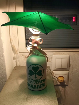 Panathinaikos lamp like new, height 25 cm, diameter 22 cm