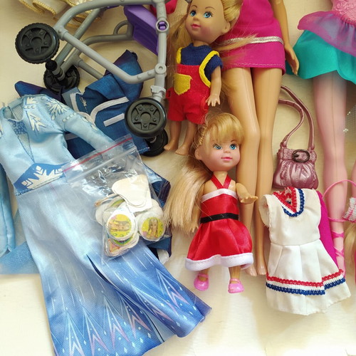 Barbie, Chelsea, Anlily dolls set with stroller and accessories