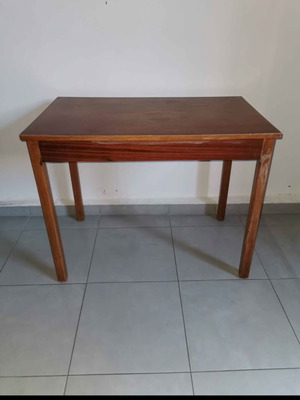 Wooden table used, old construction, sturdy