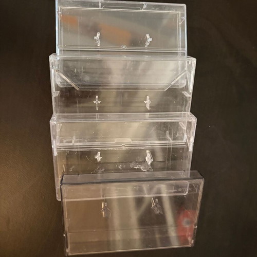 Set of 4 transparent plastic audio cassette cases