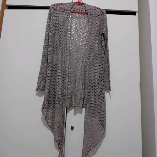 Asymmetric Fabrique mesh cardigan beige like new