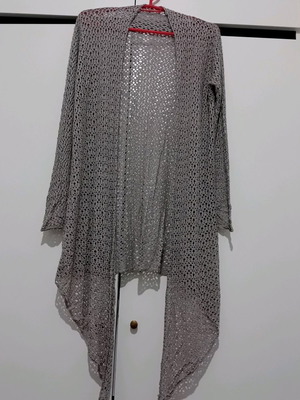 Asymmetric Fabrique mesh cardigan beige like new