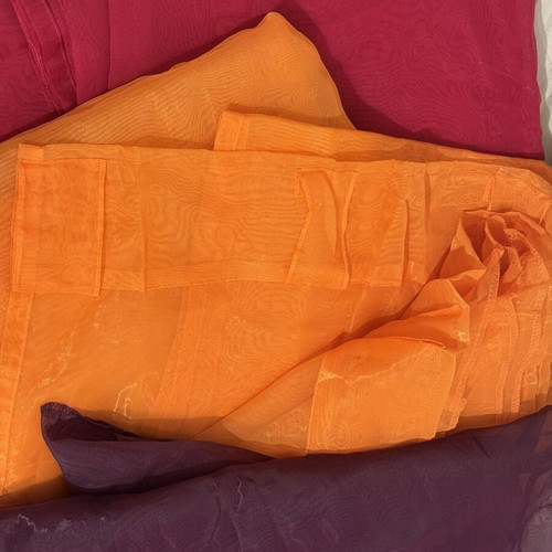 IKEA transparent curtains set of 3, fuchsia, orange & purple