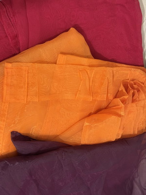 IKEA transparent curtains set of 3, fuchsia, orange & purple