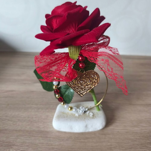 Decorative red rose like new, velvet texture