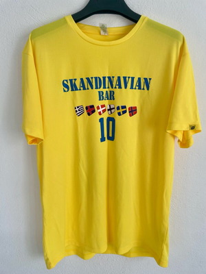 Men's T-Shirt Scandinavian Bar Large new, blue and yellow