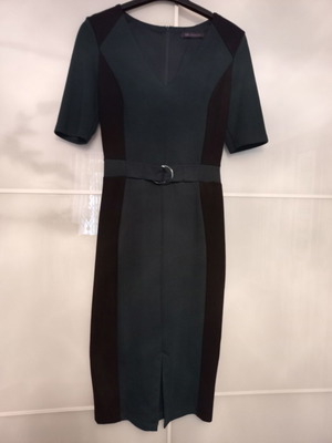 Γυναικείο φόρεμα μεταχειρισμένο Marks & Spencer, ελαστικό, πράσινο-μαύρο, μέγεθος S-M