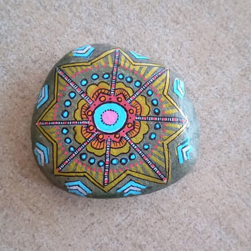 Hand-painted stone new with acrylic paints and varnish