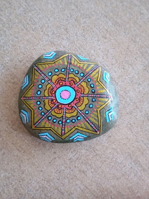 Hand-painted stone new with acrylic paints and varnish