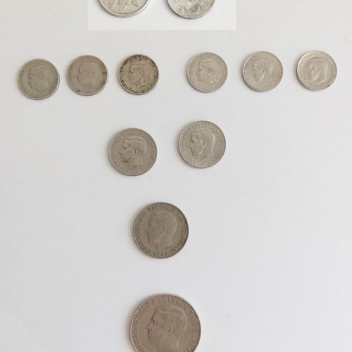 Greek coins used, Kingdom of Greece and junta, pack of 12