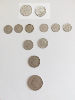 Greek coins used, Kingdom of Greece and junta, pack of 12