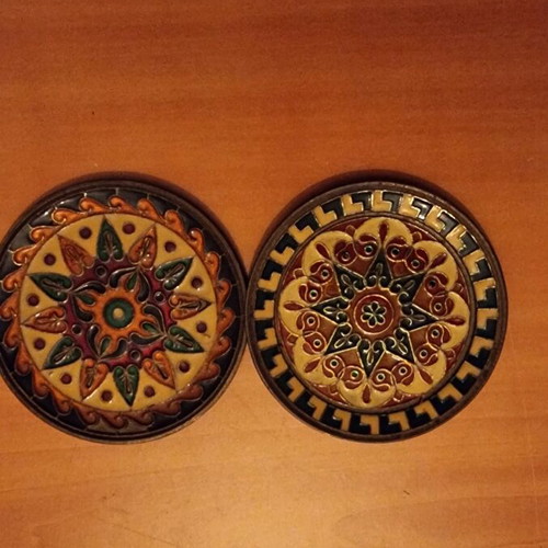 Cloisonné wall plates pack of 4 like new, enamel decoration