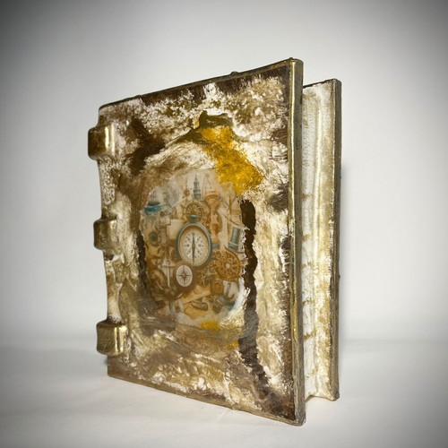Unique wax book decoupage