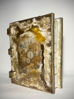 Unique wax book decoupage