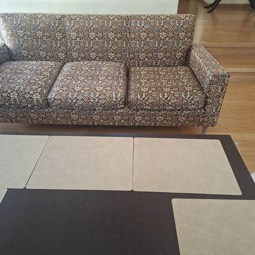 Vintage sofa and 2 armchairs used with unique fabric and design