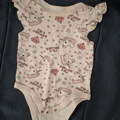 Baby girl bodysuits used, 0-3 months, unicorn & princess designs