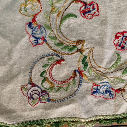 Handmade folk art embroidery used
