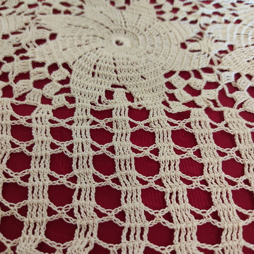 Crochet doily set handmade 3 pieces beige new
