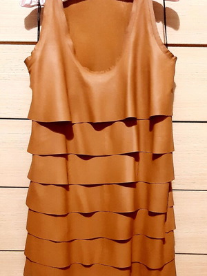 light brown dresser for bedroom ZARA. Beige ruffled midi dress. TM – Hibuy market main image 1