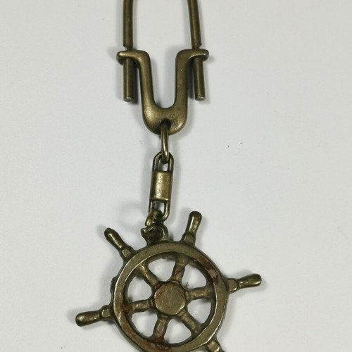 Bronze nautical ship steering wheel keychain used
