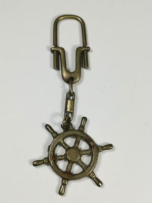 Bronze nautical ship steering wheel keychain used