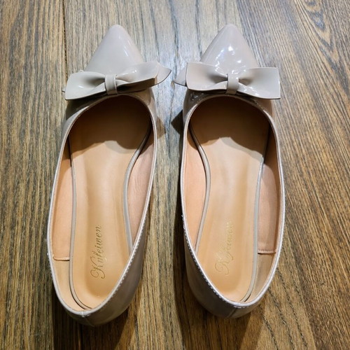 Ballerinas beige patent leather used, size 41, bow detail